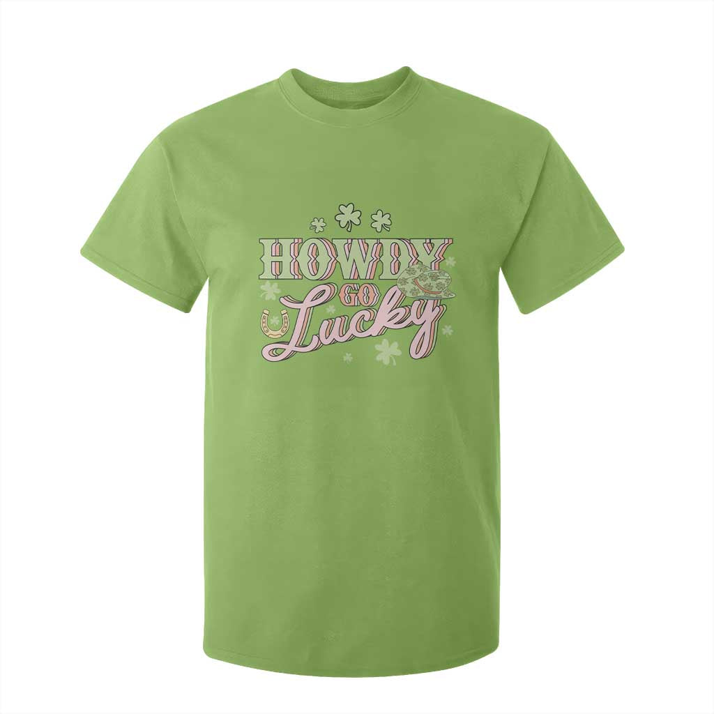 Funny St Patrick's Day Cowboy Cowgirl T Shirt For Kid Howdy Go Lucky Shamrock TS11 Lime Print Your Wear