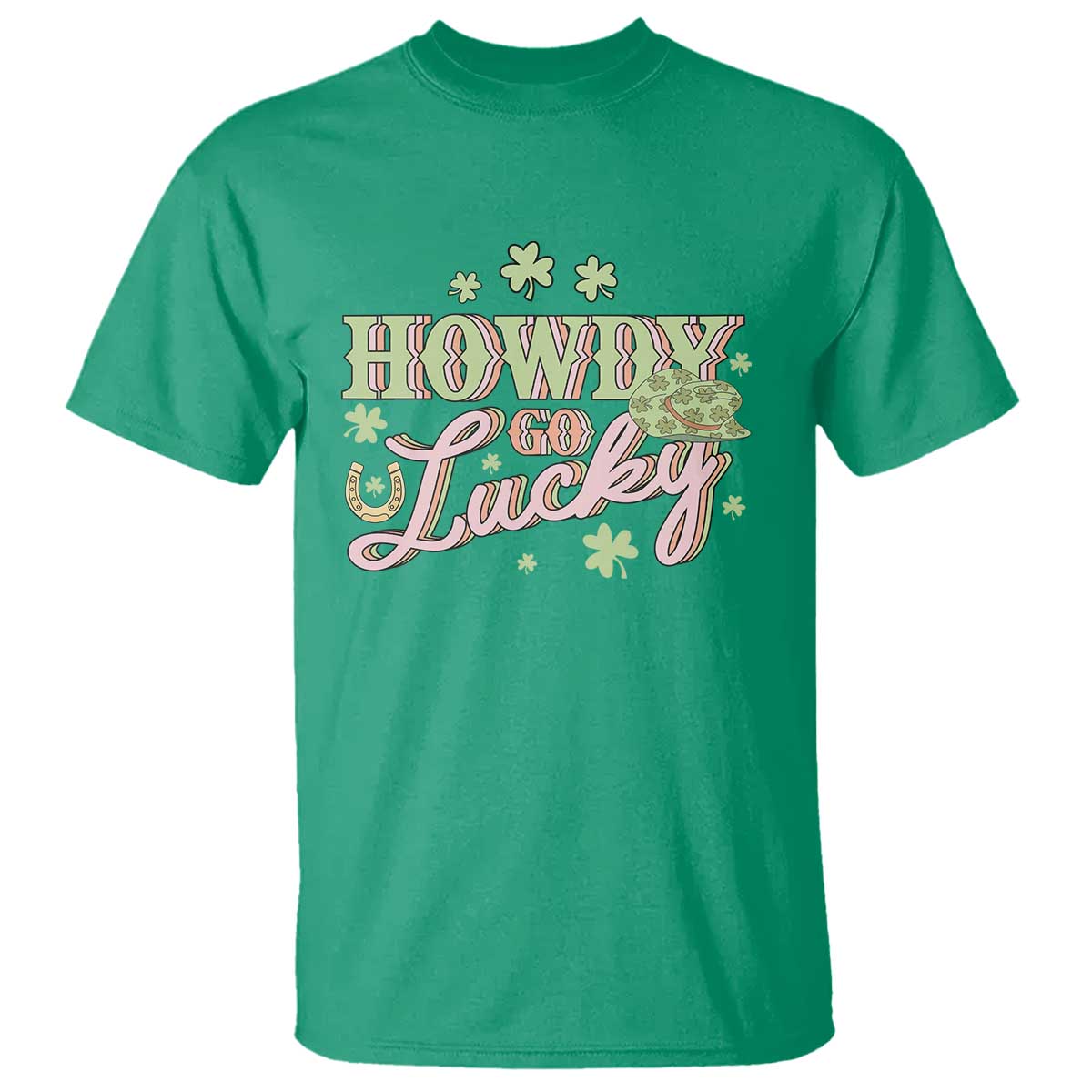 Funny St Patrick's Day Cowboy Cowgirl T Shirt Howdy Go Lucky Shamrock TS11 Irish Green Print Your Wear