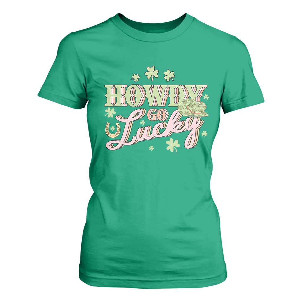 Funny St Patrick's Day Cowboy Cowgirl T Shirt For Women Howdy Go Lucky Shamrock TS11 Irish Green Print Your Wear