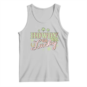 Funny St Patrick's Day Cowboy Cowgirl Tank Top Howdy Go Lucky Shamrock TS11 Ash Print Your Wear