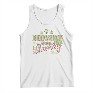Funny St Patrick's Day Cowboy Cowgirl Tank Top Howdy Go Lucky Shamrock TS11 White Print Your Wear