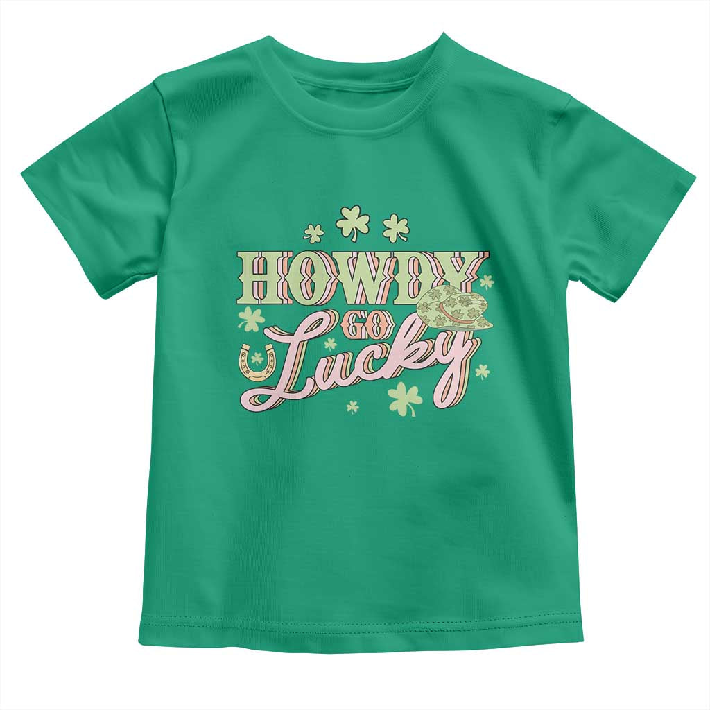 Funny St Patrick's Day Cowboy Cowgirl Toddler T Shirt Howdy Go Lucky Shamrock TS11 Irish Green Print Your Wear