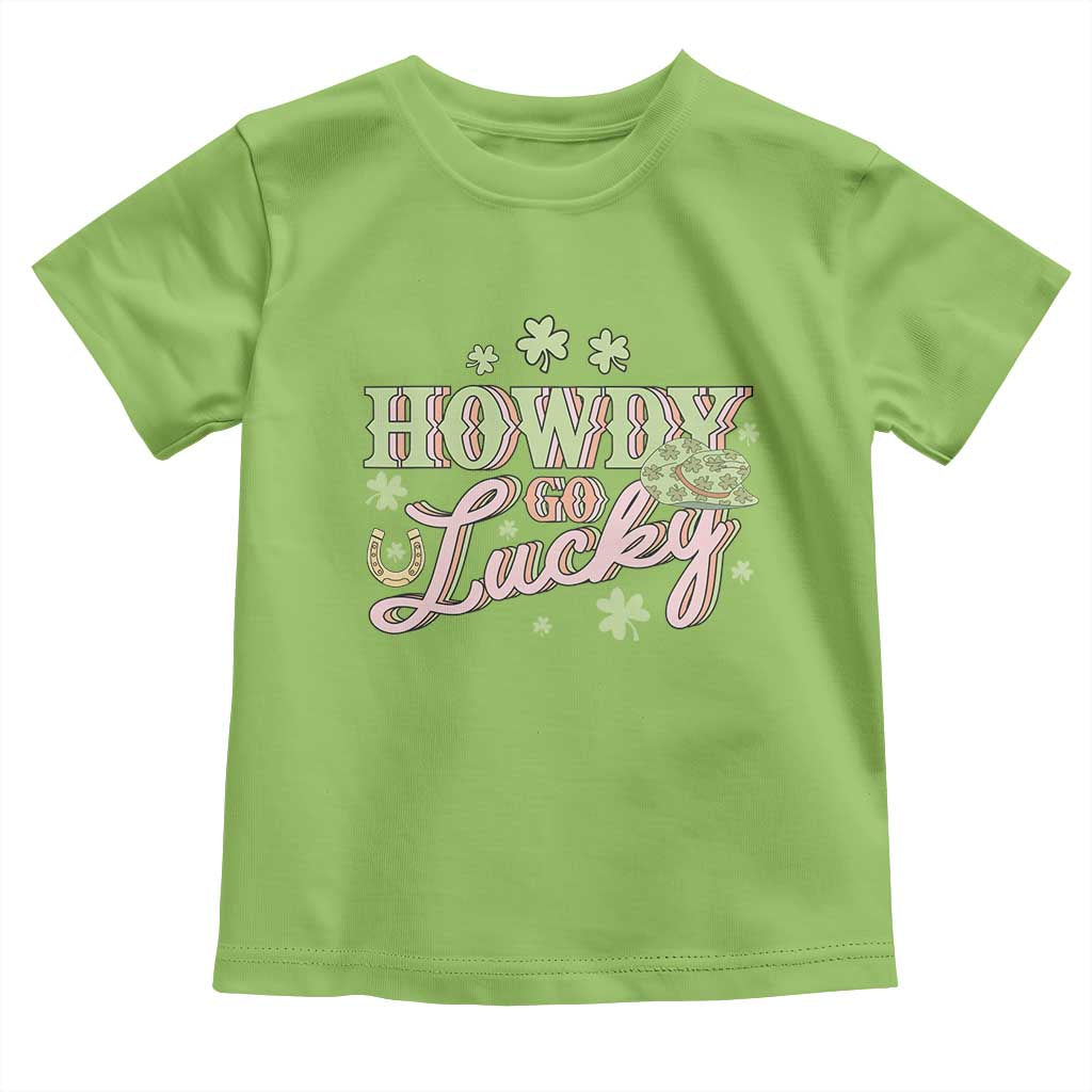Funny St Patrick's Day Cowboy Cowgirl Toddler T Shirt Howdy Go Lucky Shamrock TS11 Lime Print Your Wear