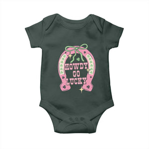 Funny St Patrick's Day Cowgirl Coquette Baby Onesie Howdy Go Lucky Pink Horseshoe TS11 Print Your Wear