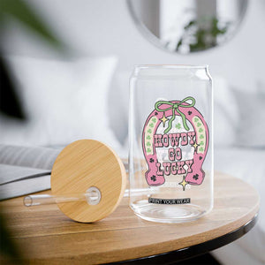 Funny St Patrick's Day Cowgirl Coquette Glass Can Howdy Go Lucky Pink Horseshoe TS11 Print Your Wear