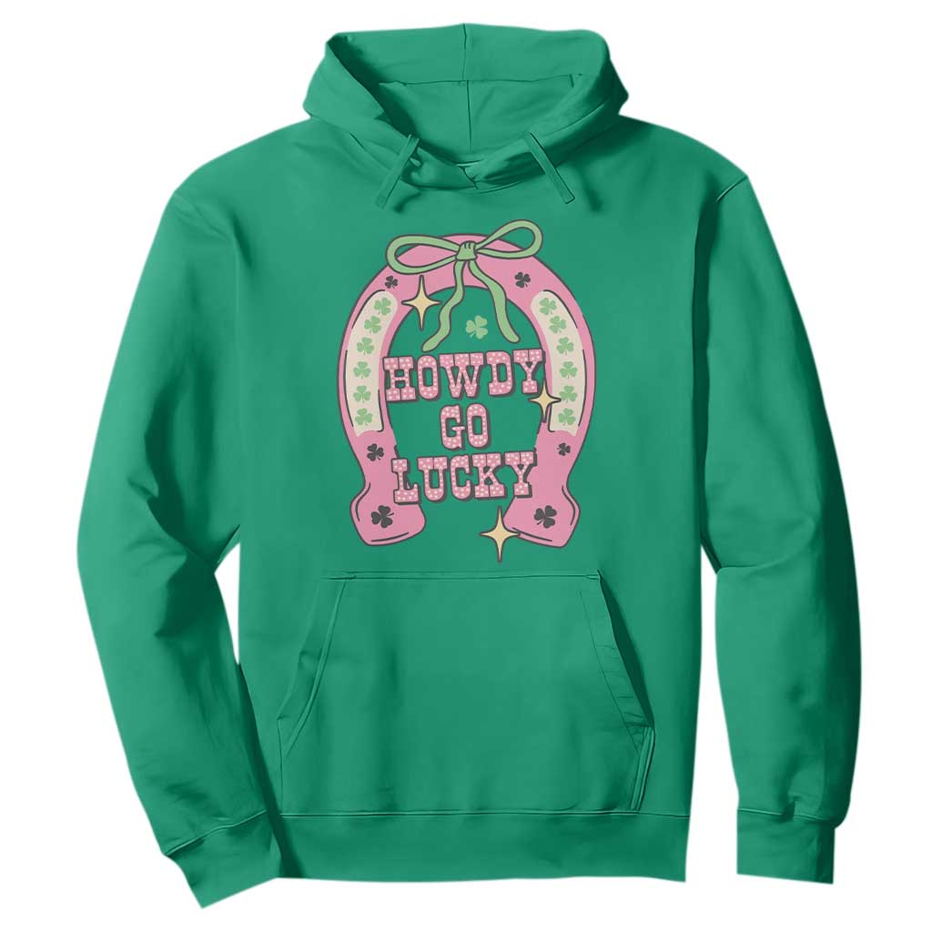 Funny St Patrick's Day Cowgirl Coquette Hoodie Howdy Go Lucky Pink Horseshoe TS11 Irish Green Print Your Wear