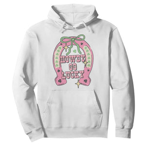 Funny St Patrick's Day Cowgirl Coquette Hoodie Howdy Go Lucky Pink Horseshoe TS11 White Print Your Wear