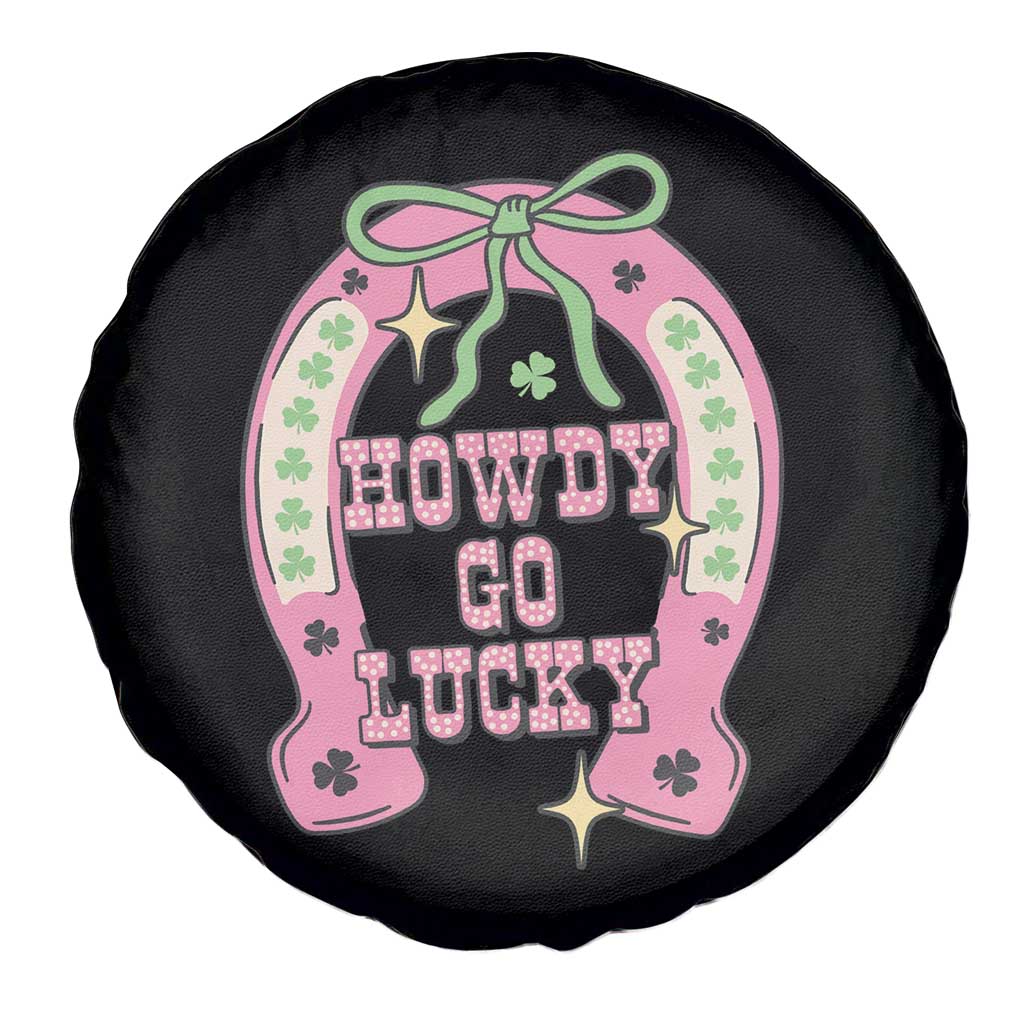 Funny St Patrick's Day Cowgirl Coquette Spare Tire Cover Howdy Go Lucky Pink Horseshoe TS11 Print Your Wear