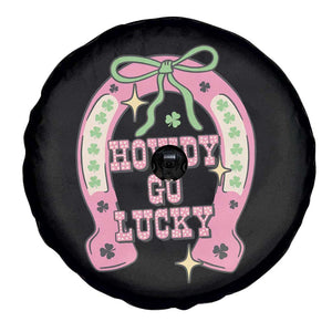 Funny St Patrick's Day Cowgirl Coquette Spare Tire Cover Howdy Go Lucky Pink Horseshoe TS11 Print Your Wear