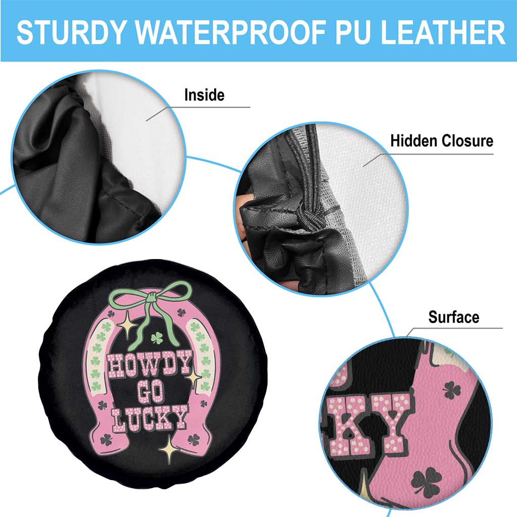 Funny St Patrick's Day Cowgirl Coquette Spare Tire Cover Howdy Go Lucky Pink Horseshoe TS11 Print Your Wear