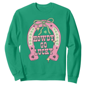 Funny St Patrick's Day Cowgirl Coquette Sweatshirt Howdy Go Lucky Pink Horseshoe TS11 Irish Green Print Your Wear