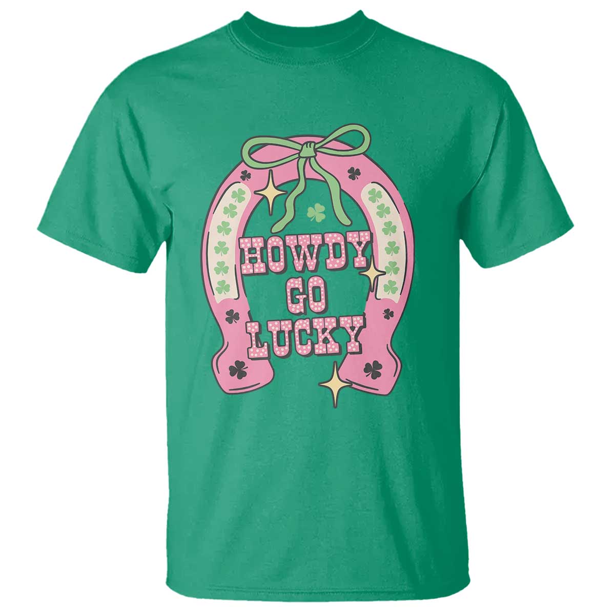 Funny St Patrick's Day Cowgirl Coquette T Shirt Howdy Go Lucky Pink Horseshoe TS11 Irish Green Print Your Wear