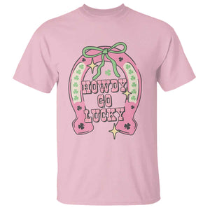 Funny St Patrick's Day Cowgirl Coquette T Shirt Howdy Go Lucky Pink Horseshoe TS11 Light Pink Print Your Wear