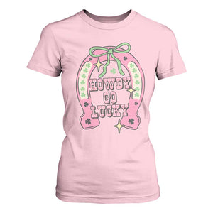Funny St Patrick's Day Cowgirl Coquette T Shirt For Women Howdy Go Lucky Pink Horseshoe TS11 Light Pink Print Your Wear