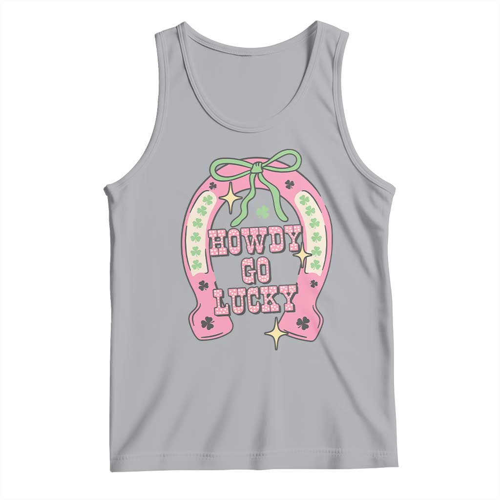 Funny St Patrick's Day Cowgirl Coquette Tank Top Howdy Go Lucky Pink Horseshoe TS11 Athletic Heather Print Your Wear