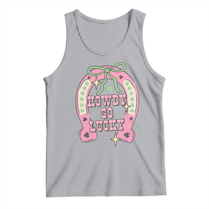 Funny St Patrick's Day Cowgirl Coquette Tank Top Howdy Go Lucky Pink Horseshoe TS11 Athletic Heather Print Your Wear