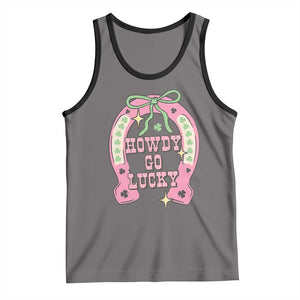 Funny St Patrick's Day Cowgirl Coquette Tank Top Howdy Go Lucky Pink Horseshoe TS11 Deep Heather Black Print Your Wear