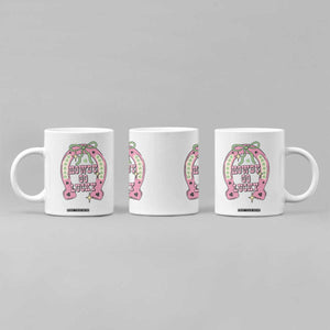 Funny St Patrick's Day Cowgirl Coquette Coffee Mug Howdy Go Lucky Pink Horseshoe TS11 Print Your Wear