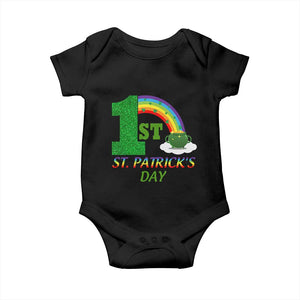 Funny First 1st St Patrick's Day Baby Onesie Shamrock Rainbow Glitter Print TS11 Black Print Your Wear