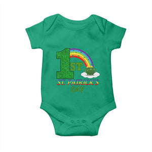 Funny First 1st St Patrick's Day Baby Onesie Shamrock Rainbow Glitter Print TS11 Irish Green Print Your Wear