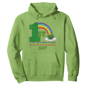 Funny First 1st St Patrick's Day Hoodie Shamrock Rainbow Glitter Print TS11 Lime Print Your Wear