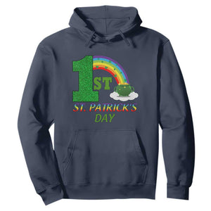 Funny First 1st St Patrick's Day Hoodie Shamrock Rainbow Glitter Print TS11 Navy Print Your Wear