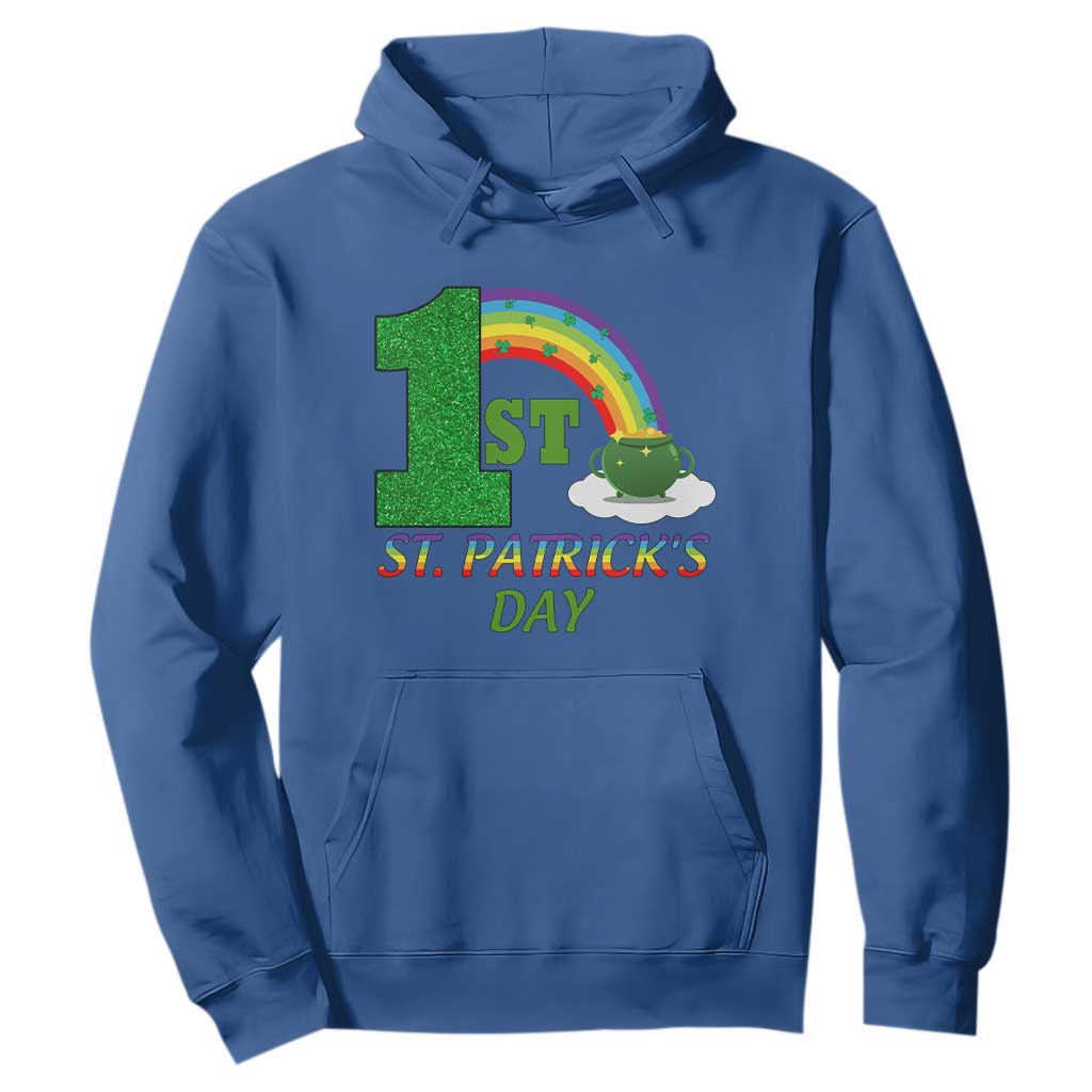 Funny First 1st St Patrick's Day Hoodie Shamrock Rainbow Glitter Print TS11 Royal Blue Print Your Wear