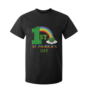 Funny First 1st St Patrick's Day T Shirt For Kid Shamrock Rainbow Glitter Print TS11 Black Print Your Wear