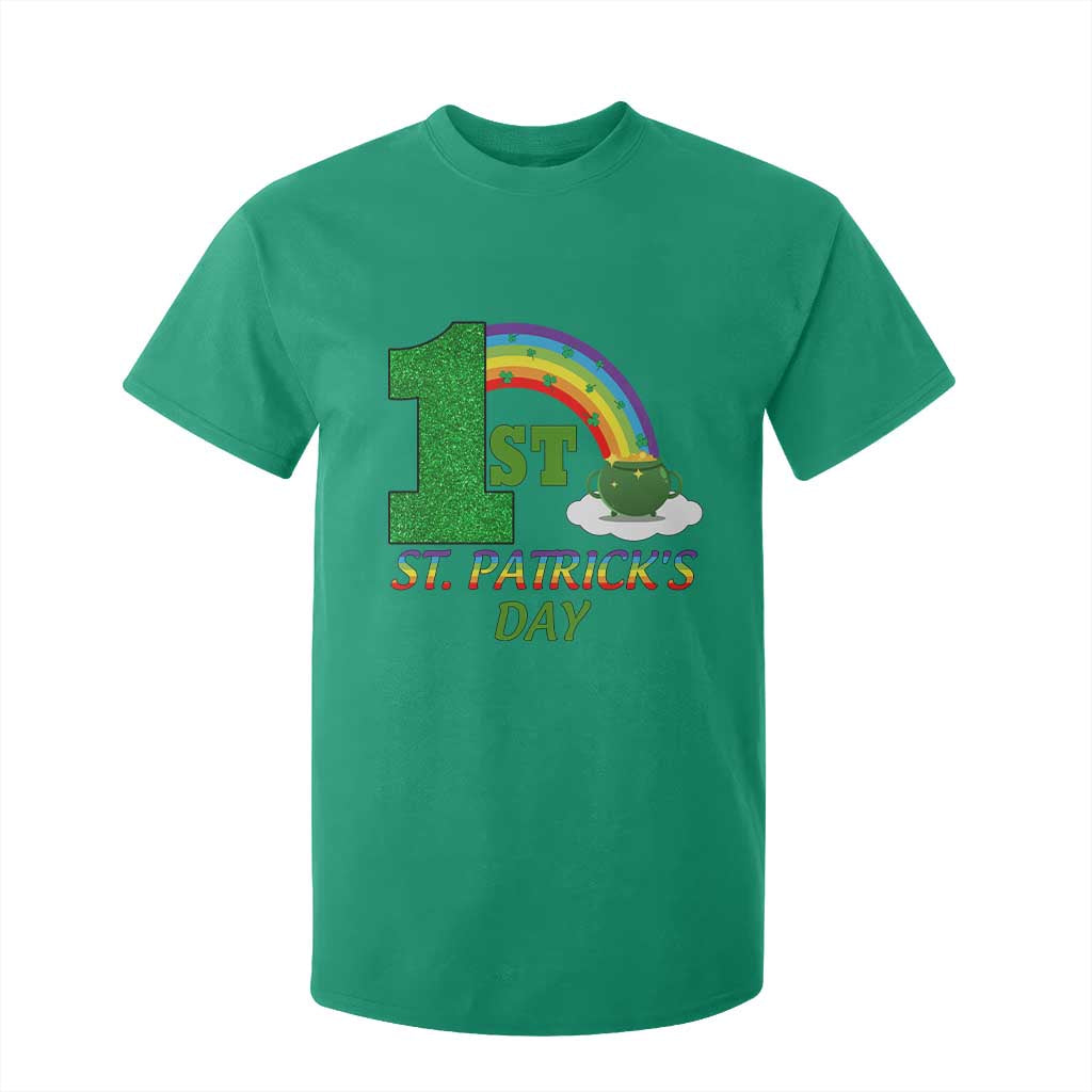 Funny First 1st St Patrick's Day T Shirt For Kid Shamrock Rainbow Glitter Print TS11 Irish Green Print Your Wear