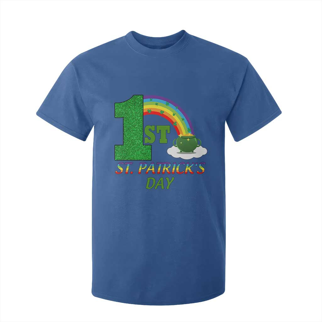 Funny First 1st St Patrick's Day T Shirt For Kid Shamrock Rainbow Glitter Print TS11 Royal Blue Print Your Wear