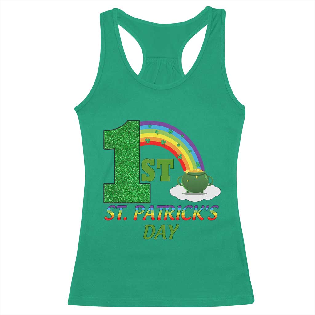 Funny First 1st St Patrick's Day Racerback Tank Top Shamrock Rainbow Glitter Print TS11 Irish Green Print Your Wear