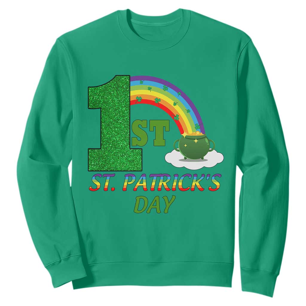 Funny First 1st St Patrick's Day Sweatshirt Shamrock Rainbow Glitter Print TS11 Irish Green Print Your Wear