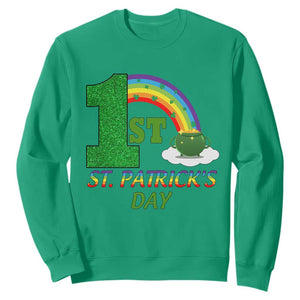 Funny First 1st St Patrick's Day Sweatshirt Shamrock Rainbow Glitter Print TS11 Irish Green Print Your Wear