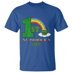 Funny First 1st St Patrick's Day T Shirt Shamrock Rainbow Glitter Print TS11 Royal Blue Print Your Wear