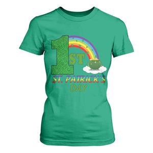Funny First 1st St Patrick's Day T Shirt For Women Shamrock Rainbow Glitter Print TS11 Irish Green Print Your Wear