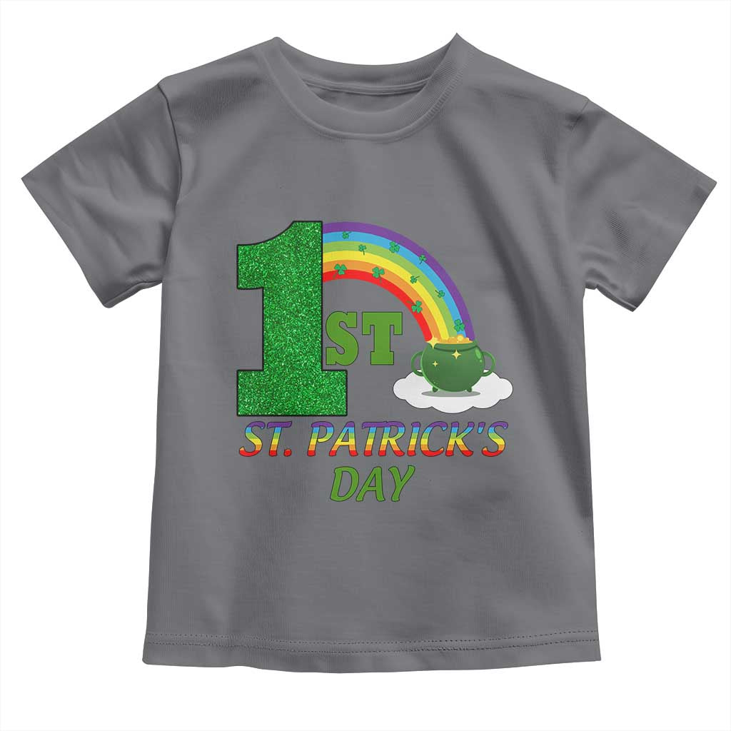 Funny First 1st St Patrick's Day Toddler T Shirt Shamrock Rainbow Glitter Print TS11 Charcoal Print Your Wear