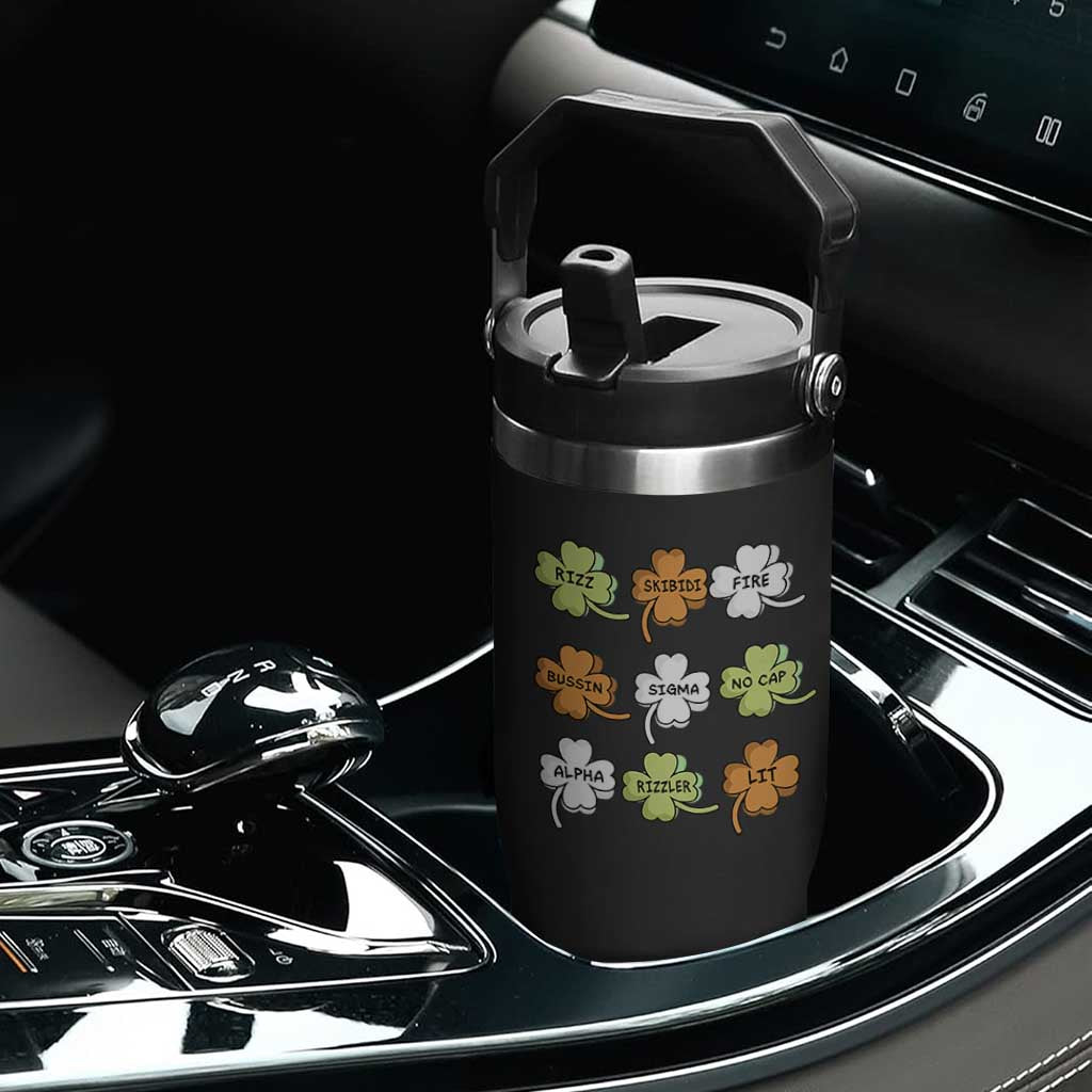 Funny Skibidi Rizz St Patrick's Day Flip Straw Tumbler Shamrock Clover Candy Rizzler Meme TS11 Print Your Wear