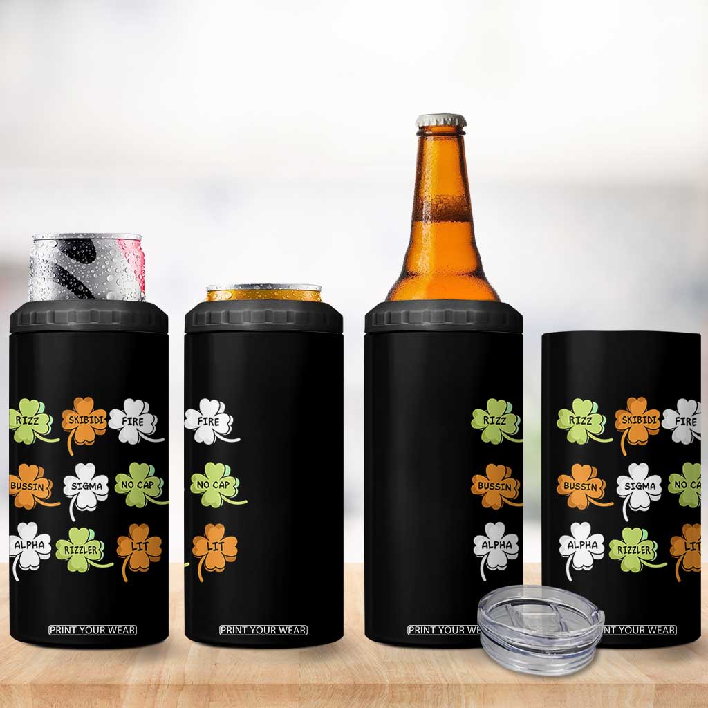 Funny Skibidi Rizz St Patrick's Day 4 in 1 Can Cooler Tumbler Shamrock Clover Candy Rizzler Meme TS11 Print Your Wear