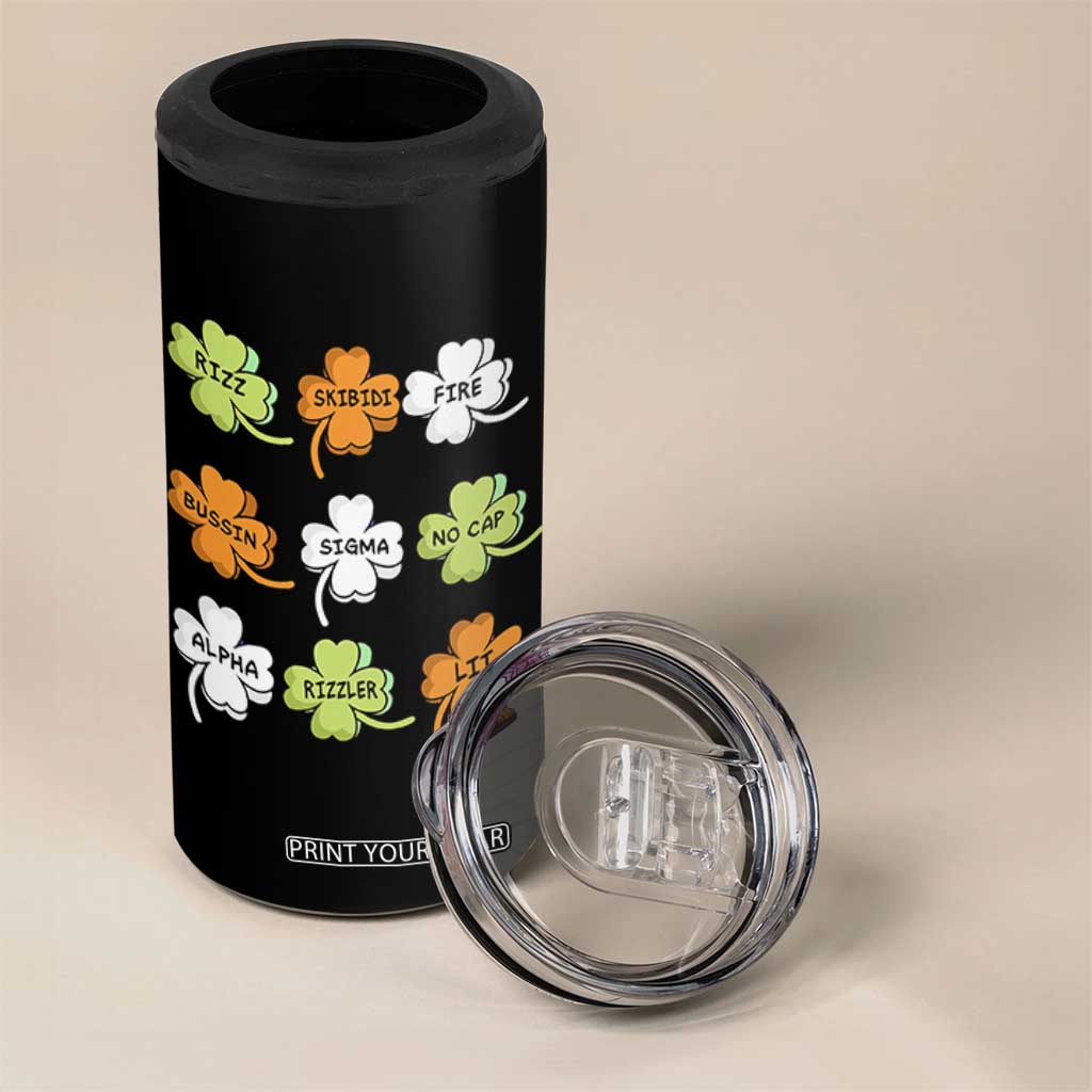 Funny Skibidi Rizz St Patrick's Day 4 in 1 Can Cooler Tumbler Shamrock Clover Candy Rizzler Meme TS11 Print Your Wear