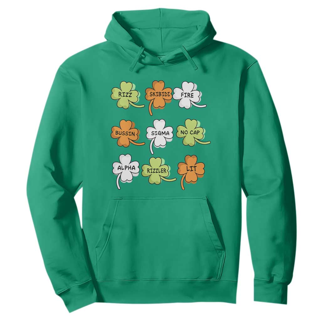 Funny Skibidi Rizz St Patrick's Day Hoodie Shamrock Clover Candy Rizzler Meme TS11 Irish Green Print Your Wear