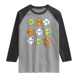 Funny Skibidi Rizz St Patrick's Day Raglan Shirt Shamrock Clover Candy Rizzler Meme TS11 Sport Gray Black Print Your Wear