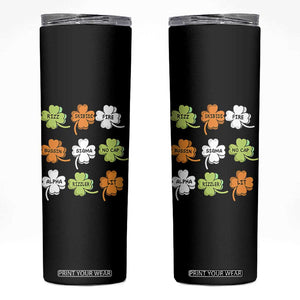 Funny Skibidi Rizz St Patrick's Day Skinny Tumbler Shamrock Clover Candy Rizzler Meme TS11 Black Print Your Wear