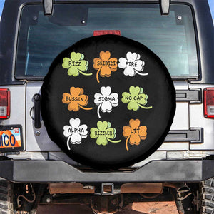 Funny Skibidi Rizz St Patrick's Day Spare Tire Cover Shamrock Clover Candy Rizzler Meme TS11 No hole Black Print Your Wear