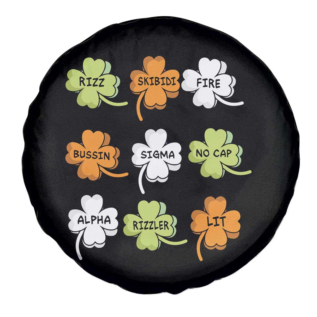 Funny Skibidi Rizz St Patrick's Day Spare Tire Cover Shamrock Clover Candy Rizzler Meme TS11 Print Your Wear
