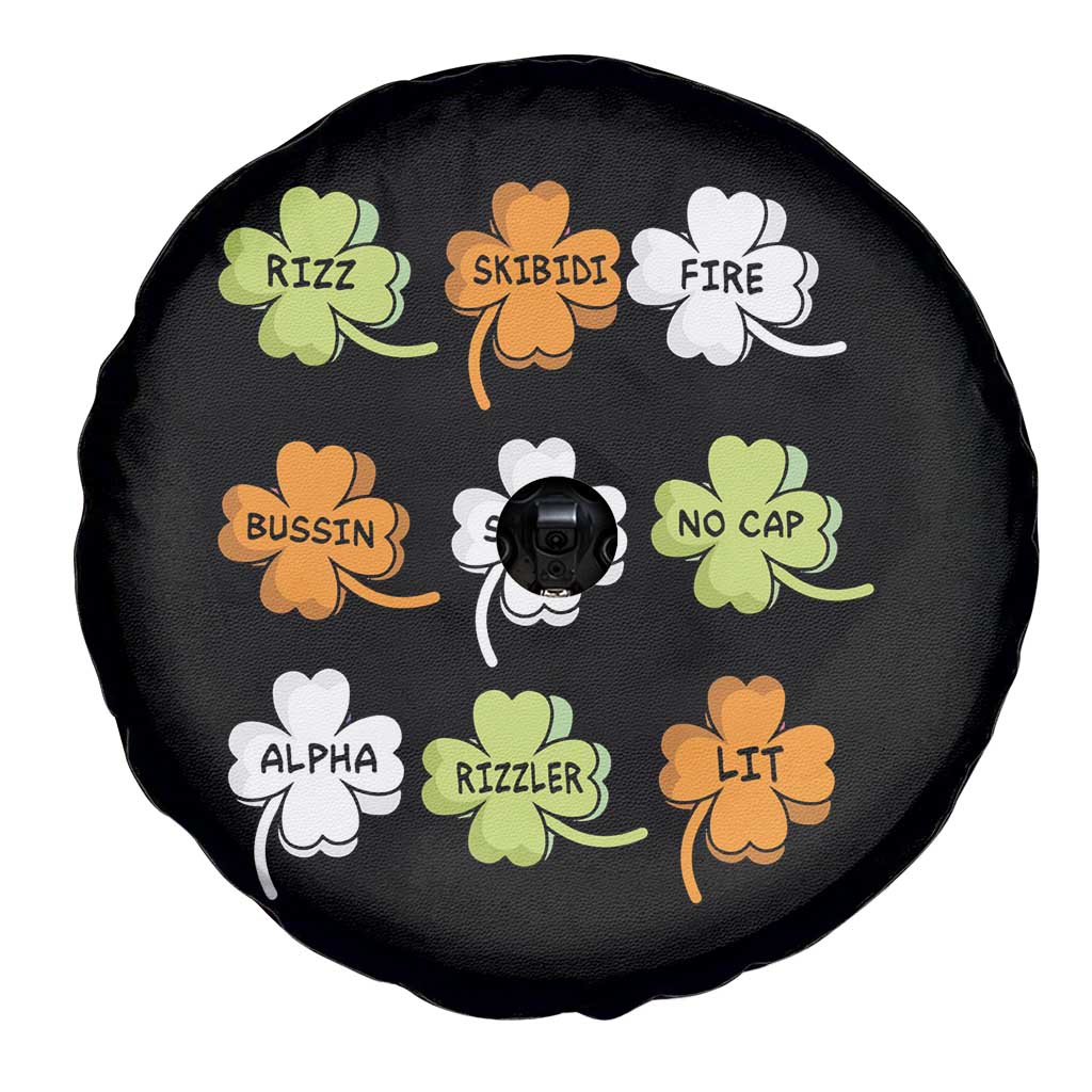 Funny Skibidi Rizz St Patrick's Day Spare Tire Cover Shamrock Clover Candy Rizzler Meme TS11 Print Your Wear