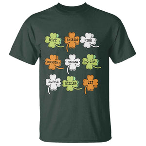 Funny Skibidi Rizz St Patrick's Day T Shirt Shamrock Clover Candy Rizzler Meme TS11 Dark Forest Green Print Your Wear