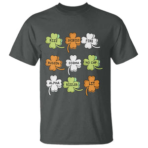 Funny Skibidi Rizz St Patrick's Day T Shirt Shamrock Clover Candy Rizzler Meme TS11 Dark Heather Print Your Wear
