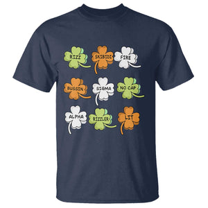 Funny Skibidi Rizz St Patrick's Day T Shirt Shamrock Clover Candy Rizzler Meme TS11 Navy Print Your Wear