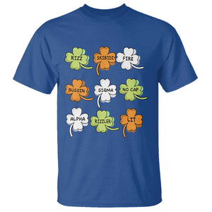 Funny Skibidi Rizz St Patrick's Day T Shirt Shamrock Clover Candy Rizzler Meme TS11 Royal Blue Print Your Wear