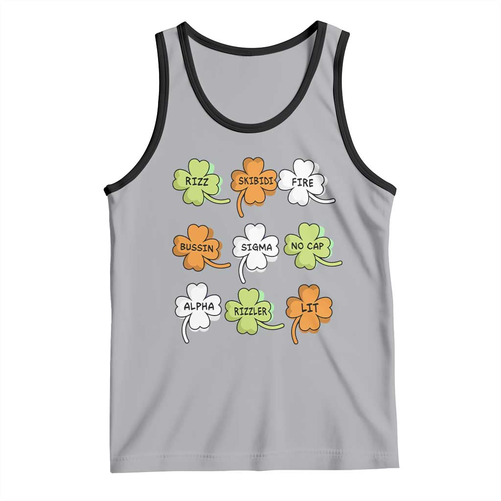 Funny Skibidi Rizz St Patrick's Day Tank Top Shamrock Clover Candy Rizzler Meme TS11 Athletic Heather Black Print Your Wear